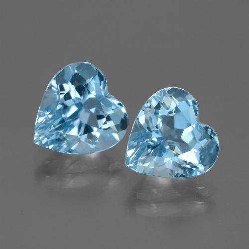 Gemas de topacio azul natural de 6,19 ct, forma de corazón, VVS