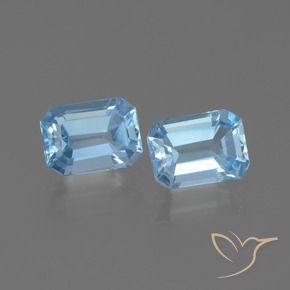 Gemas de Topacio Azul Suizo natural de 2.32 ct, Corte Octágono / Esmeralda, VVS-VS