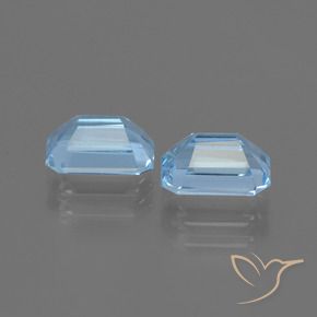 Gemas de Topacio Azul Suizo natural de 2.32 ct, Corte Octágono / Esmeralda, VVS-VS