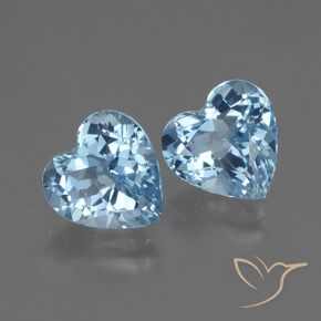 Gemas de Topacio Azul Suizo natural de 6.13 ct, Corazón, VVS