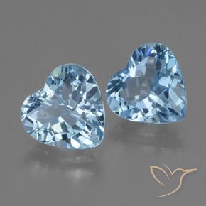Gemas de Topacio Azul Suizo natural de 5.51 ct, Corazón, VVS