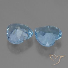 Gemas de Topacio Azul Suizo natural de 5.64 ct, Corazón, VVS
