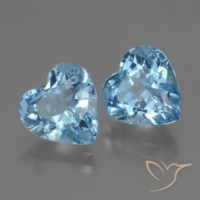 Gemas de Topacio Azul Suizo natural de 6.07 ct, Corazón, VVS