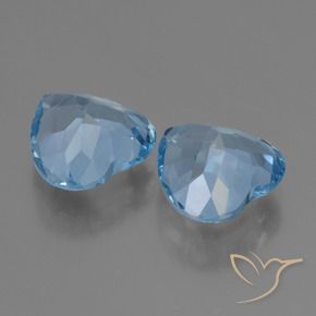 Gemas de Topacio Azul Suizo natural de 5.84 ct, Corazón, VVS