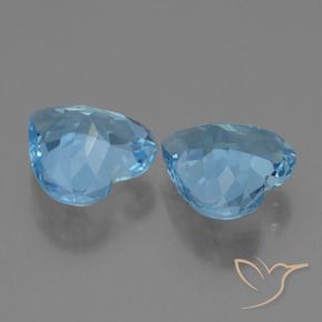 Gemas de Topacio Azul Suizo natural de 5.38 ct, Corazón, VVS