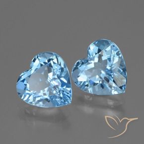 Gemas de Topacio Azul Suizo natural de 5.75 ct, Corazón, VVS