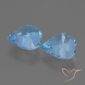 Gemas de Topacio Azul Suizo natural de 5.75 ct, Corazón, VVS