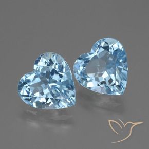 Gemas de Topacio Azul Cielo natural de 5.79 ct, Corazón, VVS
