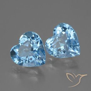 Gemas de Topacio Azul Cielo natural de 6.07 ct, Corazón, VVS