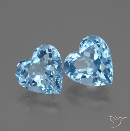 Gemas de Topacio Azul Suizo natural de 5.78 ct, Corazón, VS