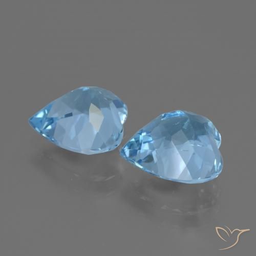 Gemas de Topacio Azul Suizo natural de 5.78 ct, Corazón, VS