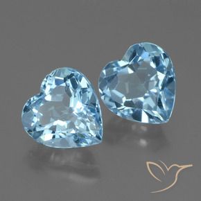Gemas de Topacio Azul Suizo natural de 5.88 ct, Corazón, VVS-VS