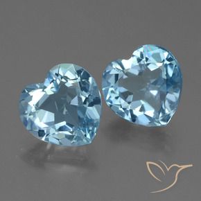 Gemas de Topacio Azul Cielo natural de 5.51 ct, Corazón, VVS