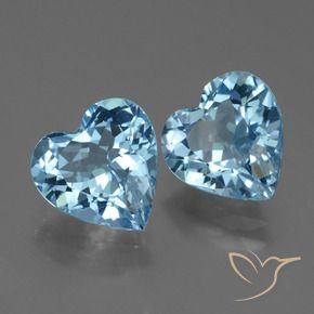Gemas de Topacio Azul Cielo natural de 5.97 ct, Corazón, VVS