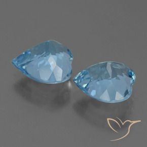 Gemas de Topacio Azul Cielo natural de 5.97 ct, Corazón, VVS