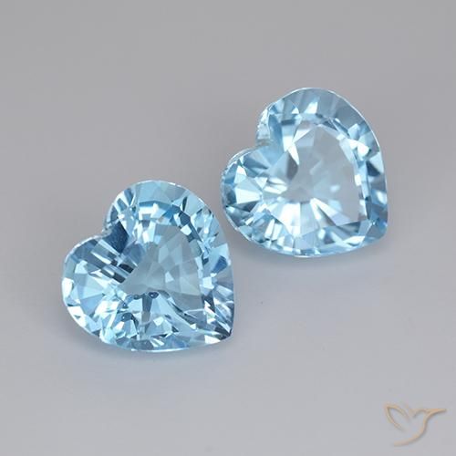 Gemas de Topacio Azul Cielo natural de 6.37 ct, Corazón, VVS-VS