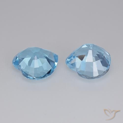 Gemas de Topacio Azul Cielo natural de 6.37 ct, Corazón, VVS-VS