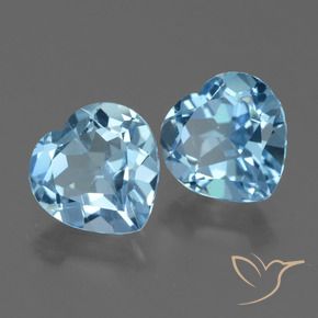 Gemas de Topacio Azul Suizo natural de 5.67 ct, Corazón, VVS