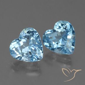 Gemas de Topacio Azul Suizo natural de 5.84 ct, Corazón, VVS