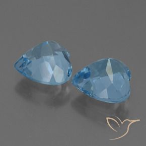 Gemas de Topacio Azul Suizo natural de 5.84 ct, Corazón, VVS