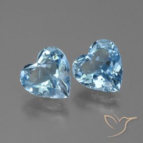 Gemas de Topacio Azul Cielo natural de 6.30 ct, Corazón, VVS