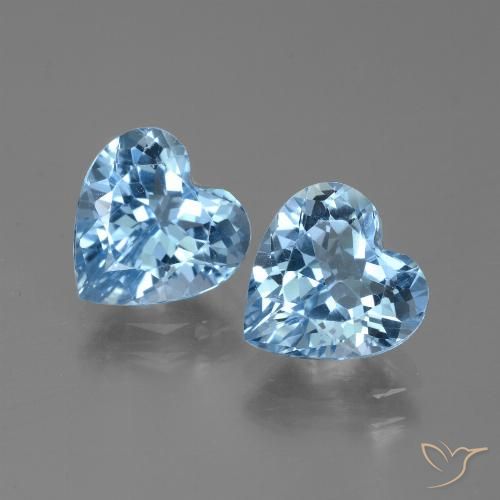 6.00ctw Natural Azul Suizo Topacio, Corazón, VVS