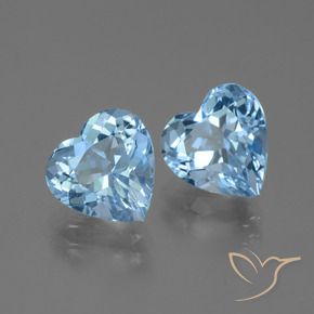 Gemas de Topacio Azul Cielo natural de 6.37 ct, Corazón, VVS-VS
