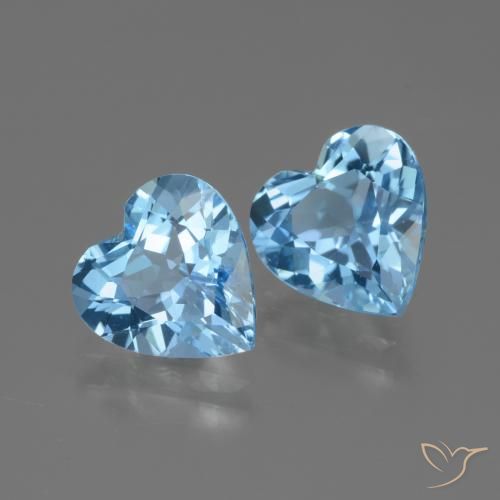 Gemas de Topacio Azul Suizo natural de 5.27 ct, Corazón, VVS-VS