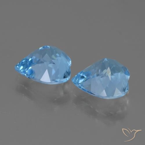 Gemas de Topacio Azul Suizo natural de 5.27 ct, Corazón, VVS-VS