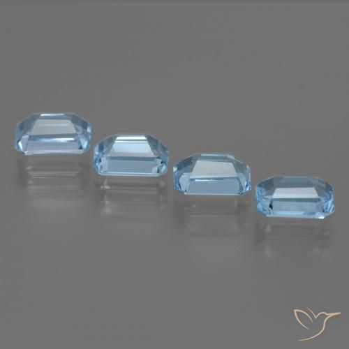 Gemas de Topacio Azul Suizo natural de 4.98 ct, Corte Octágono / Esmeralda, VVS-VS