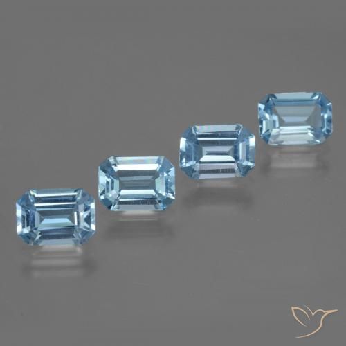 Gemas de Topacio Azul Suizo natural de 4.18 ct, Corte Octágono / Esmeralda, VVS-VS
