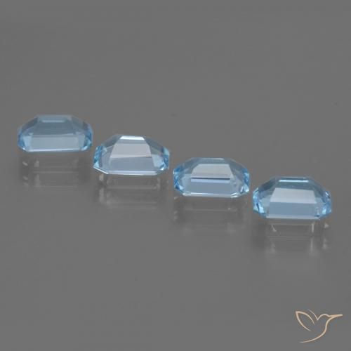 Gemas de Topacio Azul Suizo natural de 4.18 ct, Corte Octágono / Esmeralda, VVS-VS