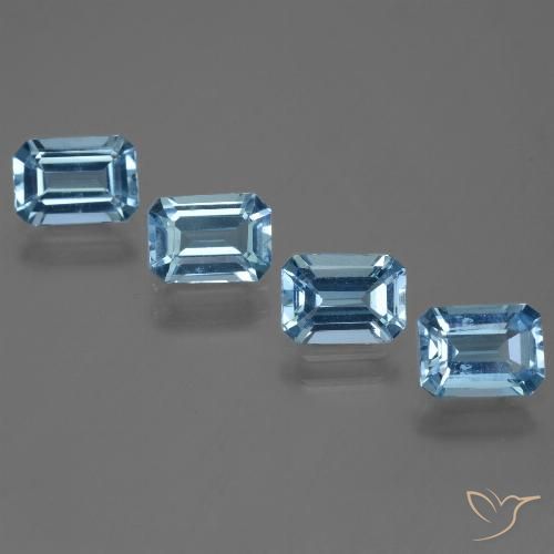 4.56ctw Natural Azul Suizo Topacio, corte esmeralda, VVS-VS