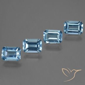 Gemas de Topacio Azul Suizo natural de 4.56 ct, Corte Octágono / Esmeralda, VVS-VS