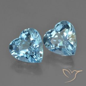 Gemas de Topacio Azul Suizo natural de 8.65 ct, Corazón, VVS-VS