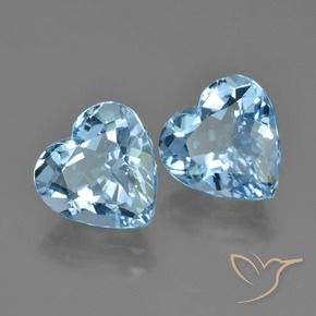 Gemas de Topacio Azul Cielo natural de 8.64 ct, Corazón, VS