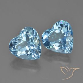 Gemas de Topacio Azul Suizo natural de 8.43 ct, Corazón, VVS-VS