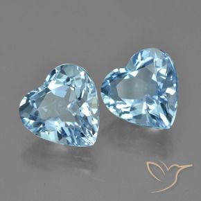 Gemas de Topacio Azul Suizo natural de 8.34 ct, Corazón, VVS-VS