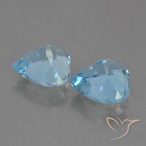 Gemas de Topacio Azul Suizo natural de 8.36 ct, Corazón, VVS-VS