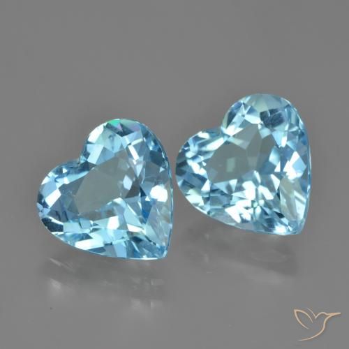 Gemas de Topacio Azul Suizo natural de 7.89 ct, Corazón, VVS