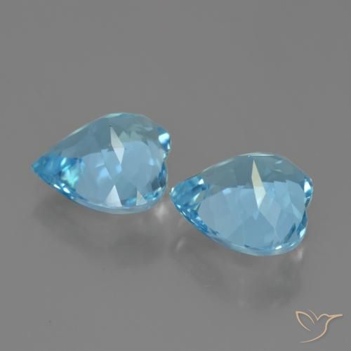 Gemas de Topacio Azul Suizo natural de 7.89 ct, Corazón, VVS