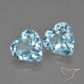 Gemas de Topacio Azul Cielo natural de 7.42 ct, Corazón, VS