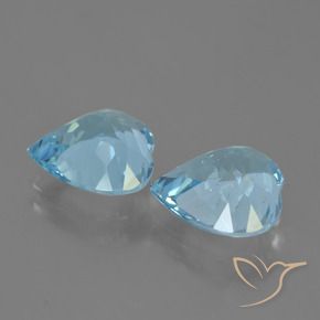 Gemas de Topacio Azul Cielo natural de 7.42 ct, Corazón, VS