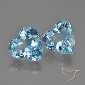 Gemas de Topacio Azul Suizo natural de 8.48 ct, Corazón, VVS