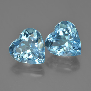 Gemas de Topacio Azul Suizo natural de 8.80 ct, Forma de corazón, VVS-VS