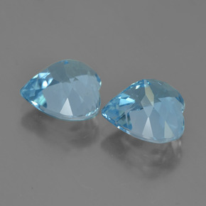 Gemas de Topacio Azul Suizo natural de 8.80 ct, Forma de corazón, VVS-VS