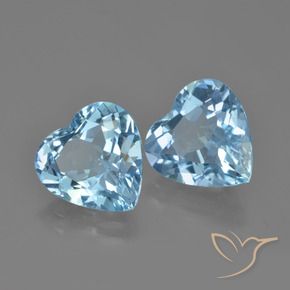 Gemas de Topacio Azul Cielo natural de 7.41 ct, Corazón, VVS