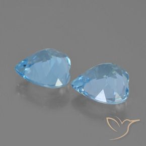 Gemas de Topacio Azul Cielo natural de 7.41 ct, Corazón, VVS
