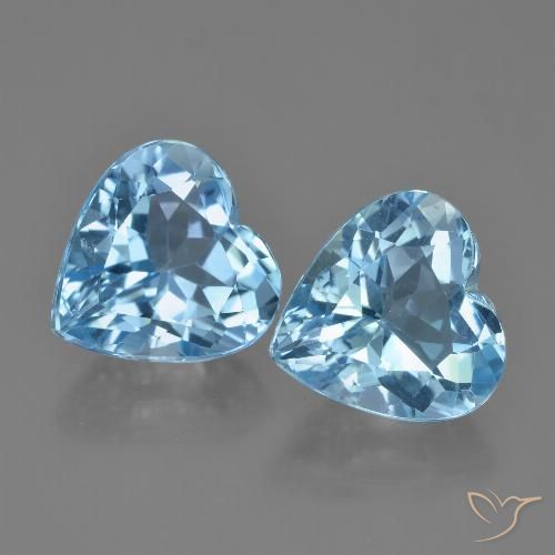 Gemas de topacio azul natural de 8,61 ct, forma de corazón, VVS