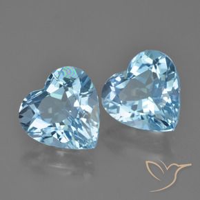 Gemas de Topacio Azul Suizo natural de 8.34 ct, Corazón, VVS-VS